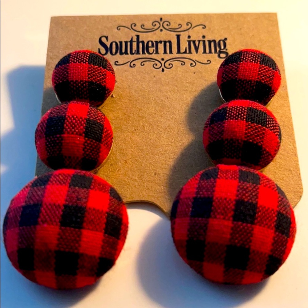 Red and Black Plaid Earrings